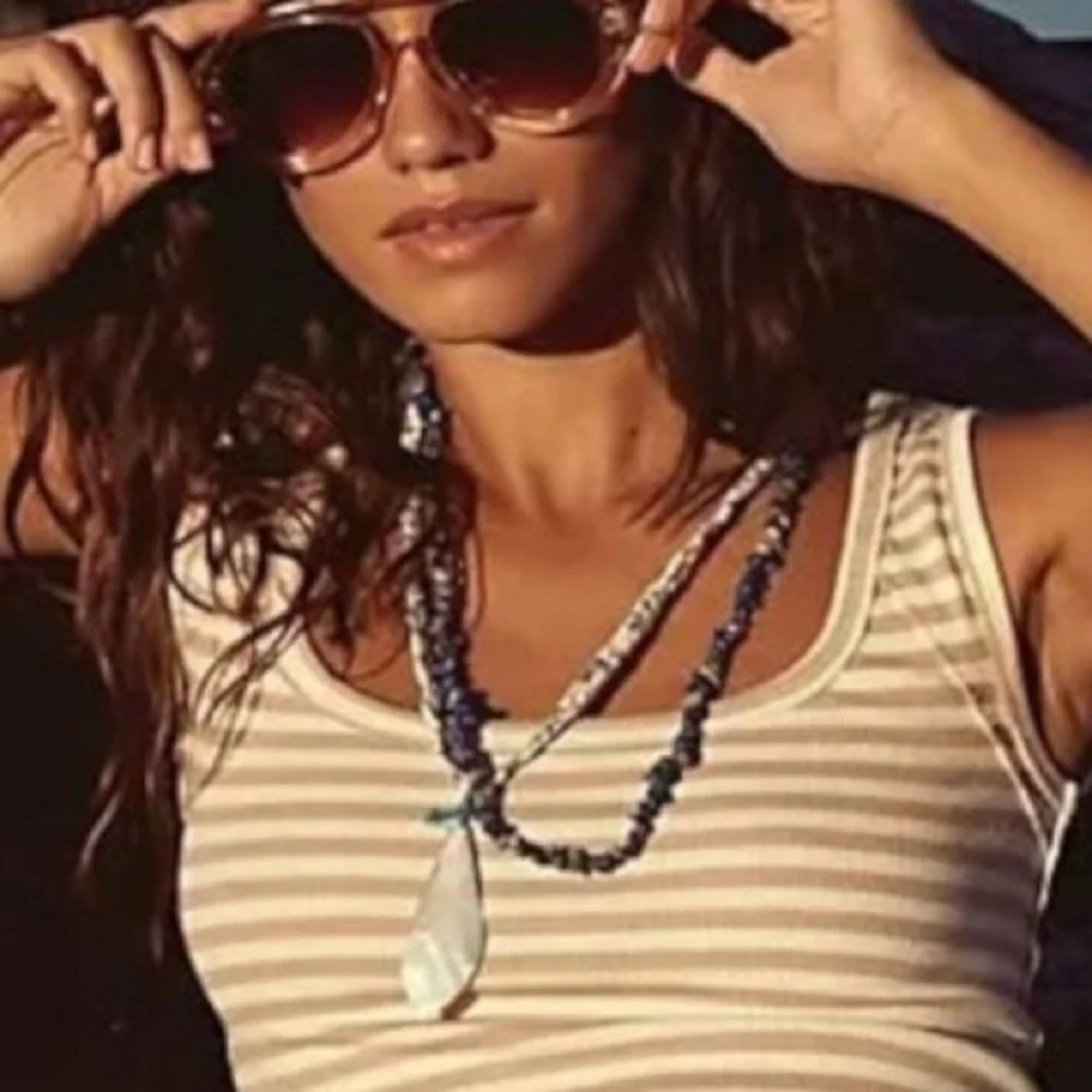 FREE PEOPLE Ariana Ost The Era Strand Necklace in Navy Adjustable Slider NWOT